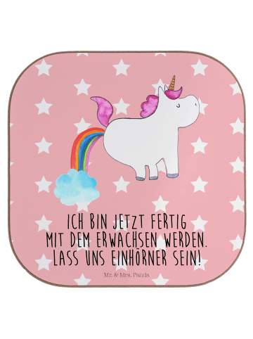 Mr. & Mrs. Panda Coaster Einhorn Pupsen mit Spruch in Rot Pastell