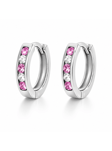 schmuck23 Creolen 925 Silber Zirkonia 0,3 cm x 1,2 cm