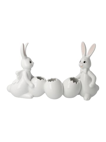 Goebel Figur " Hase mit Vase Snow White -Spring Feelings " in weiß glasiert