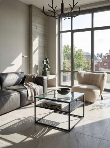 KADIMA DESIGN Couchtisch quadratisch, transparentes Einscheibensicherheitsglas in Schwarz