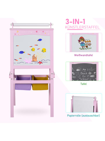 HOMCOM 3-in-1 Kindertafel Rosa