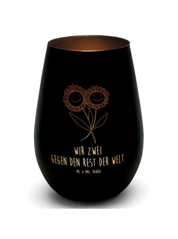 Mr. & Mrs. Panda Deko Licht Blume Sonnenblume mit Spruch in Schwarz