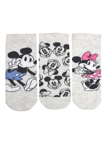 Disney 3er Pack Disney Minnie Mouse Socken Sneaker Strümpfe in grau