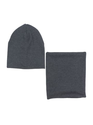 Alkato Alkato Unisex Beanie Mütze und Schal Set Uni in anthrazit