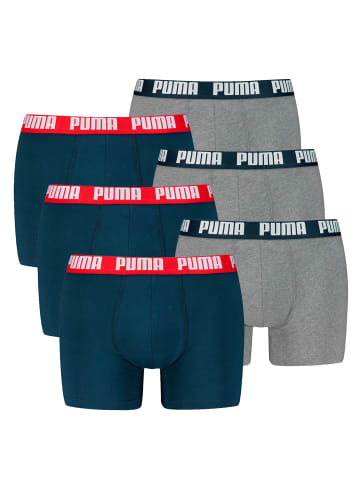 Puma Boxershort 6er Pack in Blau/Grau