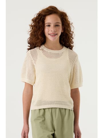 Garcia Lochmuster Kurzarm Strick Sommerpullover in ecru