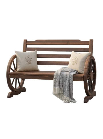relaxdays Gartenbank "Wagenrad" in Braun - (B)112 x (H)77 x (T)52 cm