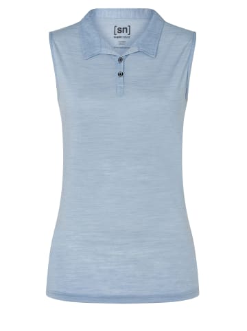 super.natural Merino Polo W SLEEVELESS POLO in hellblau
