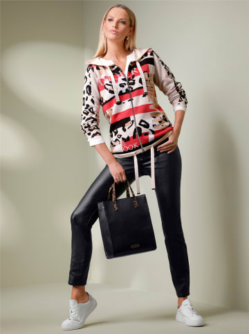 Heine Jacquardstrickjacke in camel-schwarz-gemustert