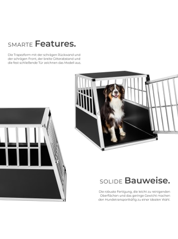 tectake Hundetransportbox single aus Aluminium mit schützenden Kunststoffecken