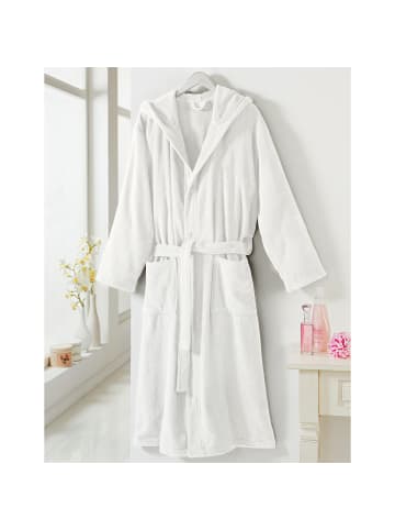 Erwin Müller Frottier Unisex-Bademantel mit Kapuze Heidelberg in weiß