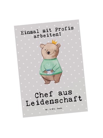 Mr. & Mrs. Panda Wanddeko Chef Leidenschaft mit Spruch in Grau Pastell
