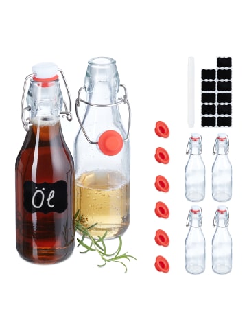 relaxdays 6 x Bügelflasche in Transparent - 250 ml