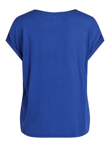 Vila Satain Blusen T-Shirt Kurzarm Basic Top Glänzend VIELLETTE in Dunkelblau