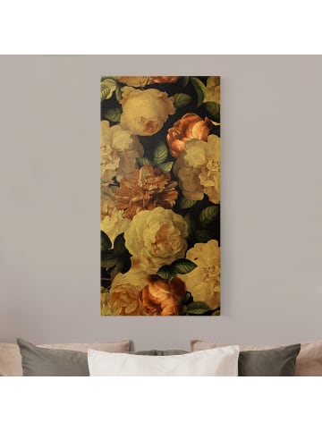 WALLART Leinwandbild Gold - Rote Rosen mit Weißen Rosen in Creme-Beige