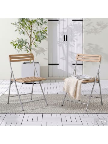 home24 Klappbarer Gartenstuhl Softline 2er-Set in Silber / Braun