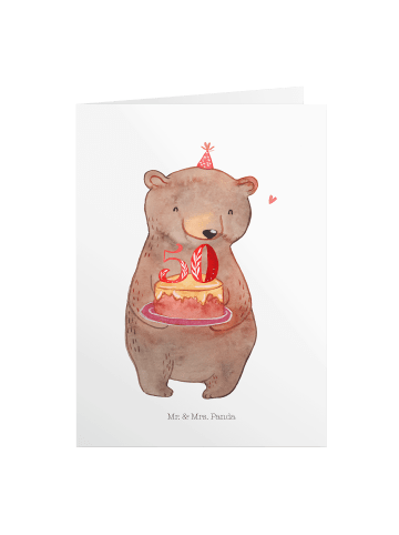 Mr. & Mrs. Panda Geburtstagskarte Bär Torte 50. Geburtstag ohne ... in Weiß