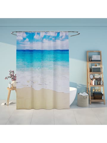 relaxdays Duschvorhang "Beach" in Mehrfarbig - 180x200 cm
