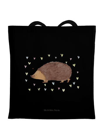 Mr. & Mrs. Panda Schultertasche Igel Herzen ohne Spruch in Schwarz