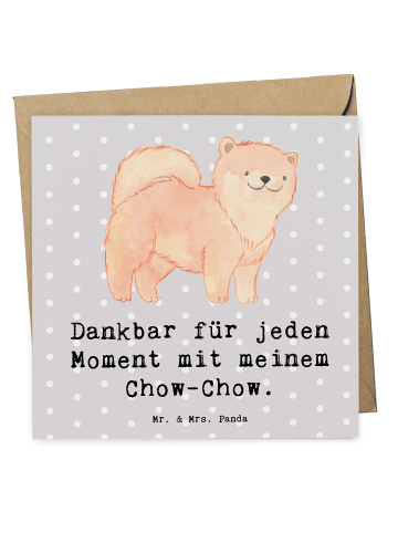 Mr. & Mrs. Panda Deluxe Karte Chow-Chow Moment mit Spruch in Grau Pastell