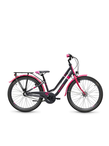 S'COOL Kinderfahrrad - chiX twin 24 Zoll 3-Gang | ab 8 Jahre - Dark Grey/Pink