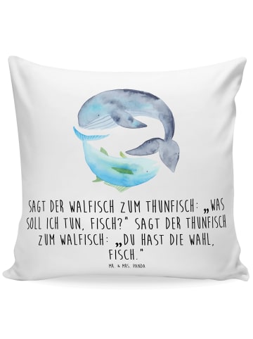 Mr. & Mrs. Panda Sofa Kissen Walfisch Thunfisch mit Spruch in Weiß