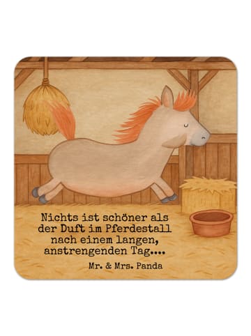 Mr. & Mrs. Panda Bierdeckel Pferd Springen Design mit Spruch in Weiß