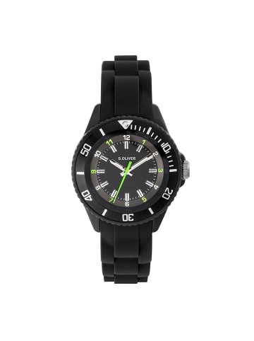 s.Oliver Armbanduhr mit coolen Neon Details in schwarz