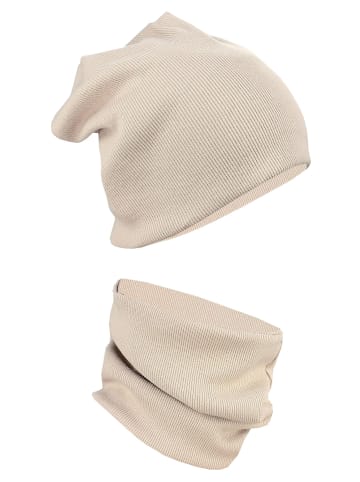 Alkato Alkato Unisex Beanie Mütze und Schal Set Uni in beige