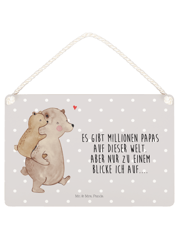 Mr. & Mrs. Panda Schild Papa Bär mit Spruch in Grau Pastell
