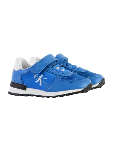 Calvin Klein Kinder-Sneaker aus Jeansstoff mit Klettverschluss, Low-Cut, zum Schnüren Blau