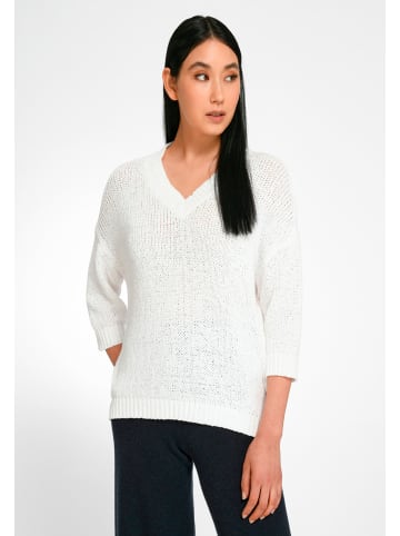 PETER HAHN Strick-V-Pullover Cotton in weiss