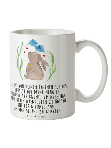 Mr. & Mrs. Panda Kaffeebecher Hase Blume mit Spruch in Weiß