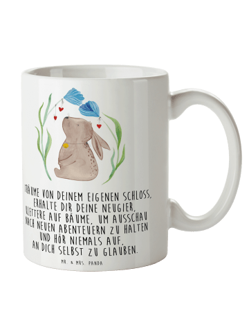 Mr. & Mrs. Panda Tasse Hase Blume mit Spruch in Weiß