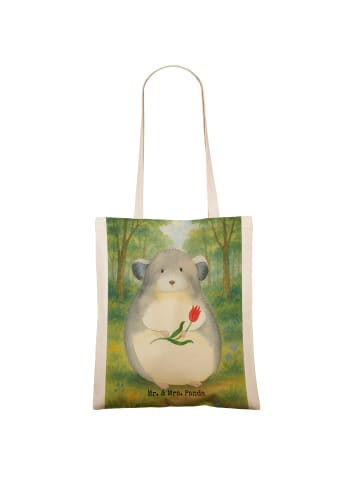 Mr. & Mrs. Panda Stoffbeutel Chinchilla Blume Design ohne Spruch in Weiß