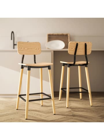 HOMCOM Barhocker-47L x 41B x 94H cm-Naturholz