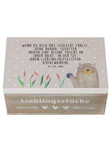 Mr. & Mrs. Panda Geschenkbox Otter Stein mit Spruch in Grau Pastell