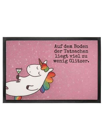 Mr. & Mrs. Panda Fußmatte Einhorn Blümchentail Design mit Spruch in Weiß