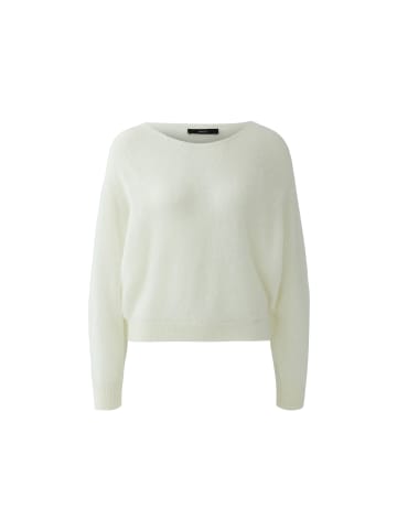 Oui Lässiger Strickpullover mit U-Boot-Ausschnitt in Eggnog