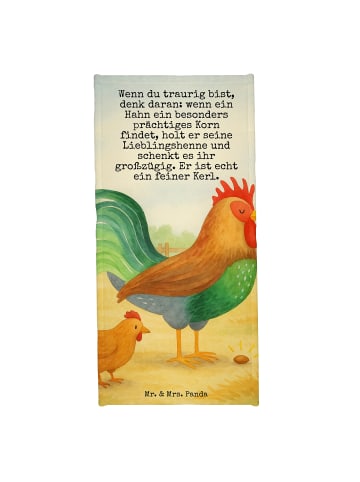 Mr. & Mrs. Panda Badehandtuch Hahn Korn Design mit Spruch in Vintage