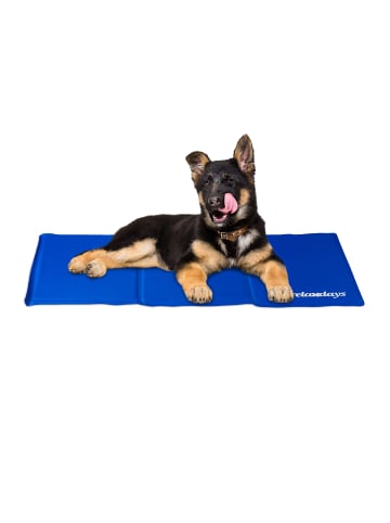 relaxdays Kühlmatte Hund in Blau - (B)50 x (T)90 cm