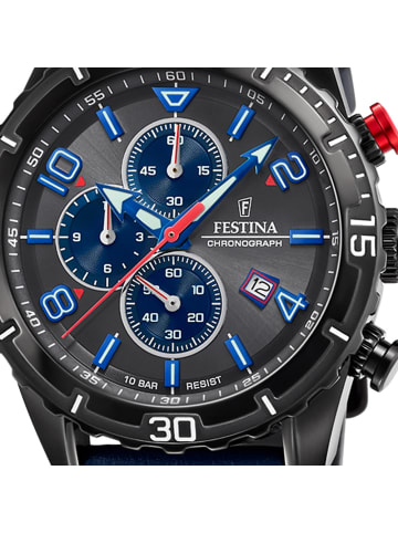 Festina Analog-Armbanduhr Festina Chronograph blau groß (ca. 45mm)