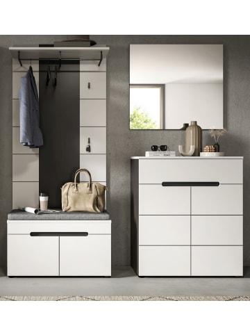Inn.Furn Garderoben-Set 4-teilig weiß, grau 175 cm, Komplettset mit Soft-Close-Funktion