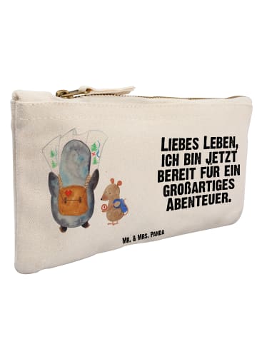 Mr. & Mrs. Panda Baumwolltasche Pinguin & Maus Wanderer mit Spruch in Weiß