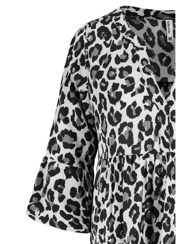 Sublevel Gemusterte Tunikabluse mit Rüschenärmeln und Volants in Grau-2