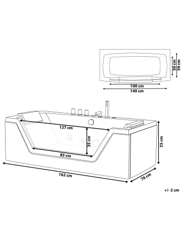 Beliani Whirlpool Badewannen SAMANA in Weiß/Schwarz/Silber