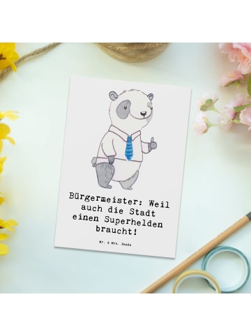 Mr. & Mrs. Panda Wanddeko Bürgermeister Superheld mit Spruch in Weiß