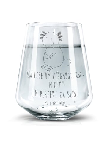 Mr. & Mrs. Panda Trinkglas Axolotl Niedlich mit Spruch in Transparent