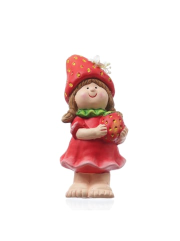MARELIDA Dekofigur Erdbeermädchen Lotte Gartendeko H: 18,5cm in rot
