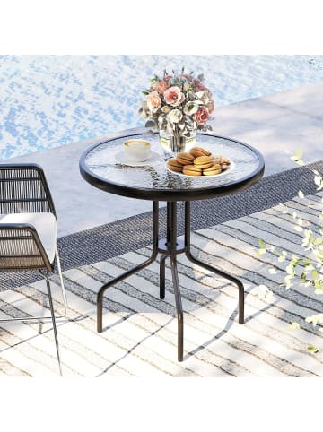 COSTWAY Gartentisch mit Schirmloch 70x70x71cm in Schwarz